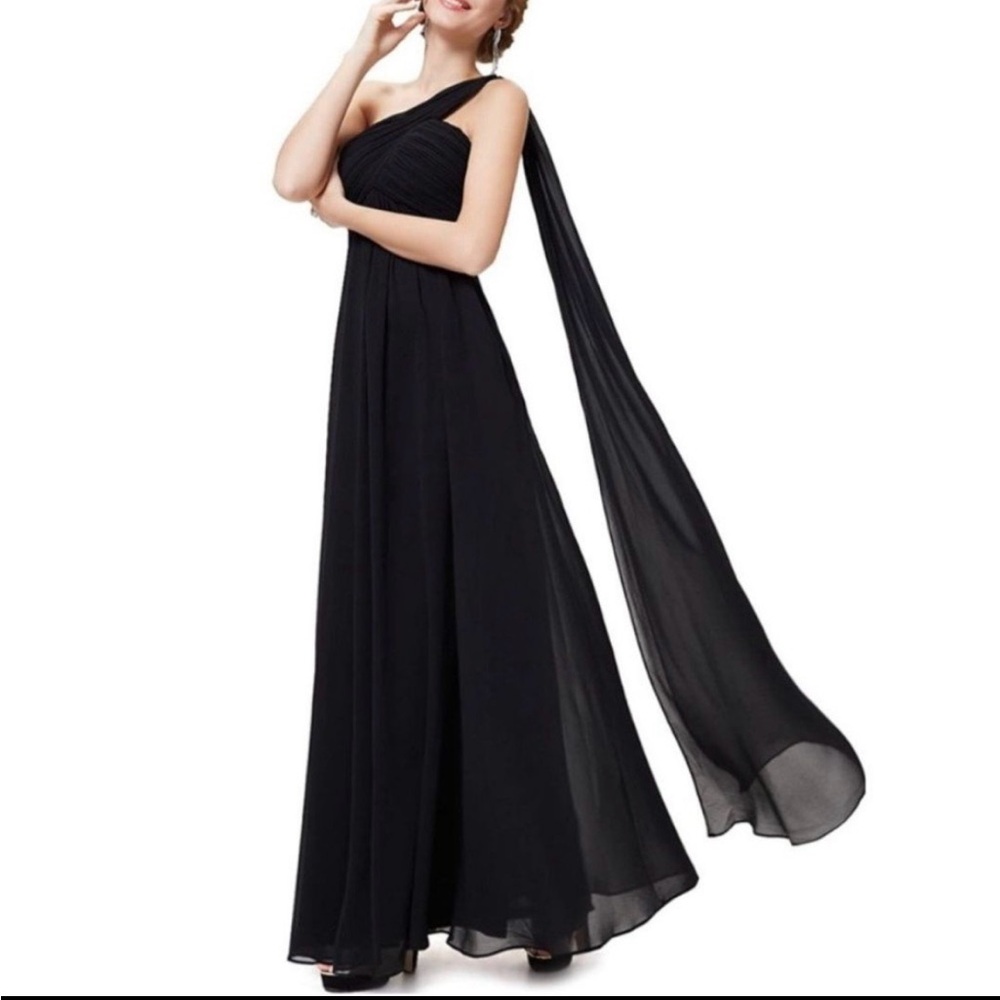 Black bridesmaid formal wedding maxi dress size 8